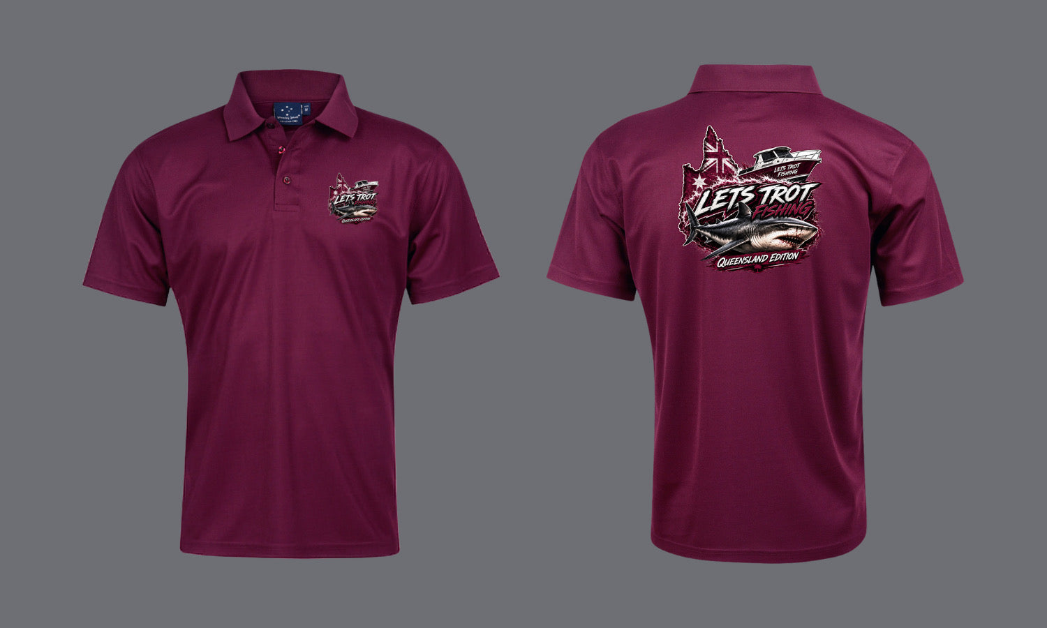 Lets Trot Fishing Premium Polo Maroon