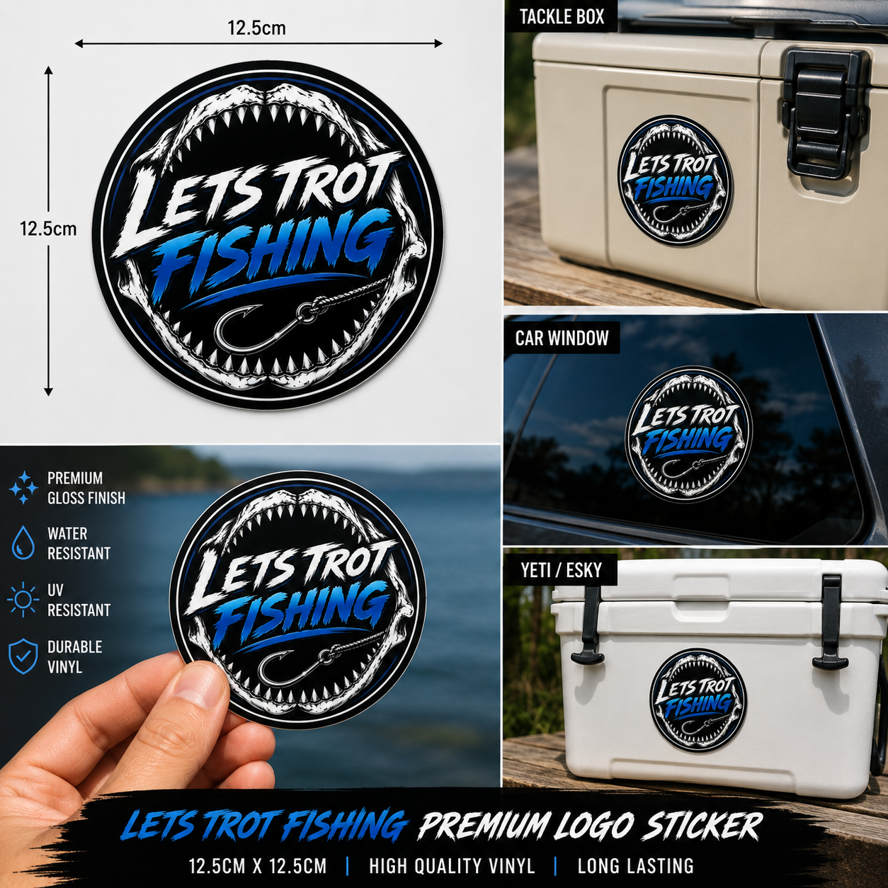 Lets Trot Fishing Sticker – 12.5cm