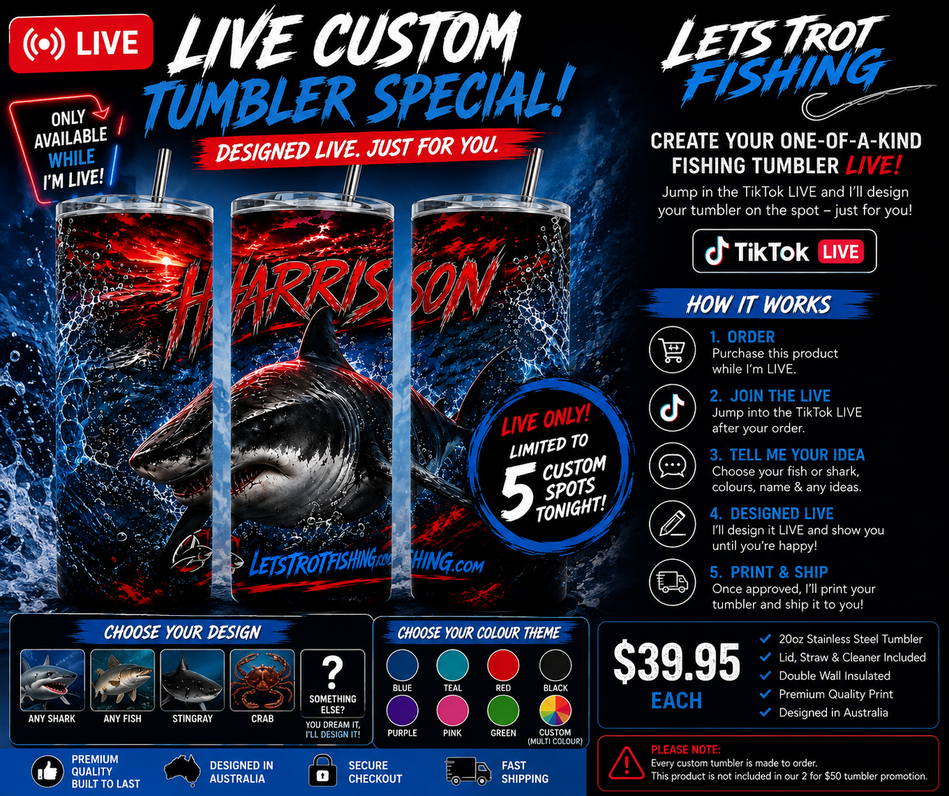 🎣 TikTok LIVE Custom Tumbler