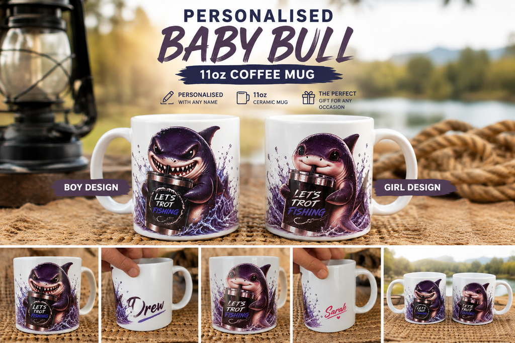 Personalised Baby Bull Shark Coffee Mug – 11oz