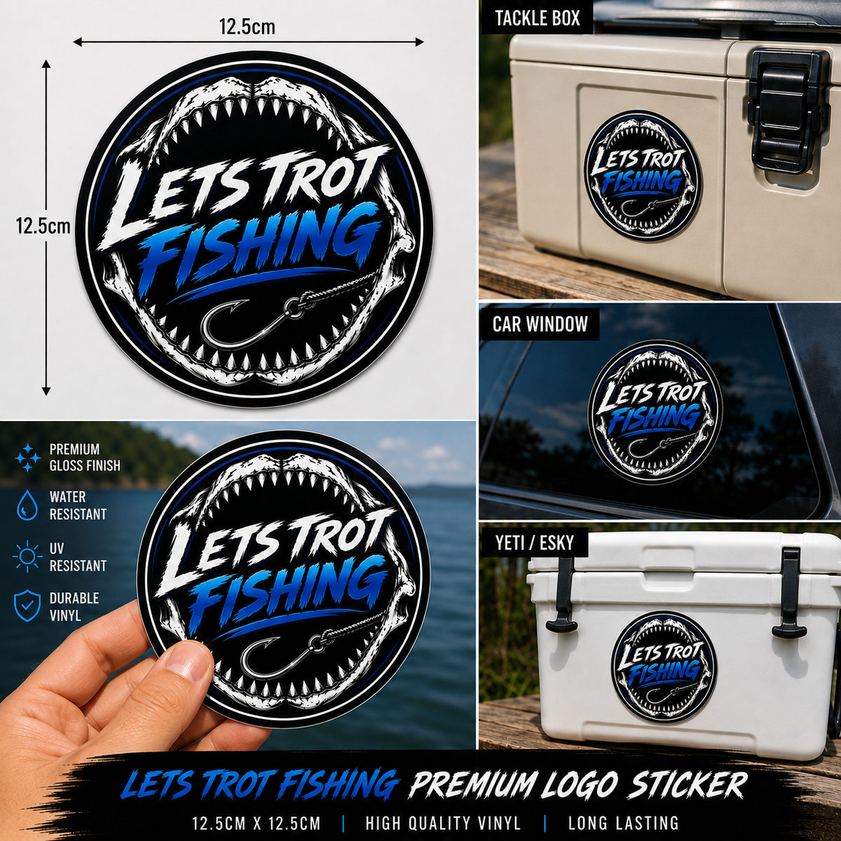 Lets Trot Fishing Sticker – 12.5cm