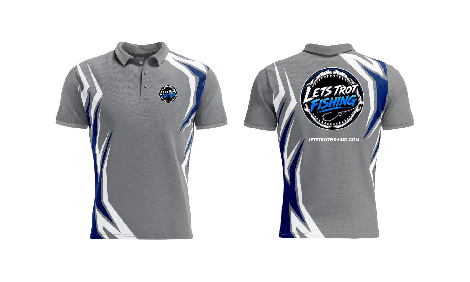 Lets Trot Fishing Premium Polo Grey